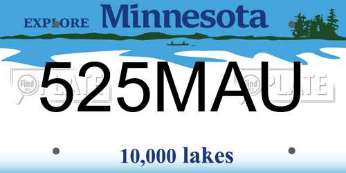 525MAU Minnesota License Plate