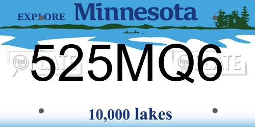 525MQ6 Minnesota License Plate