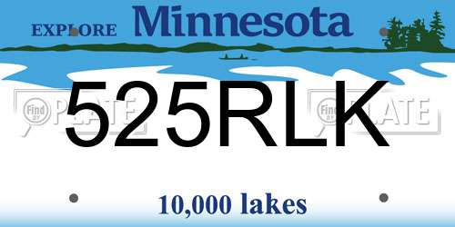 525RLK Minnesota License Plate