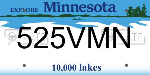 525VMN Minnesota License Plate