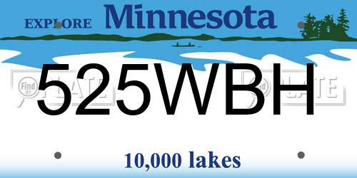 525WBH Minnesota License Plate