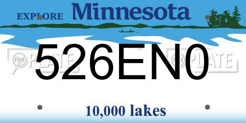 526EN0 Minnesota License Plate