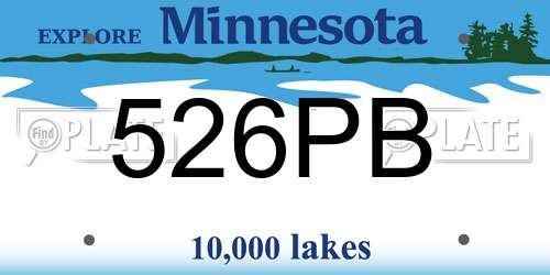 526PB Minnesota License Plate