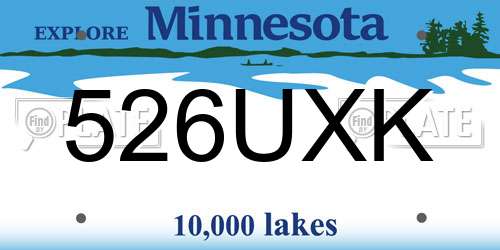526UXK Minnesota License Plate