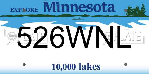 526WNL Minnesota License Plate