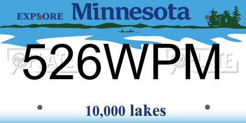 526WPM Minnesota License Plate