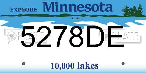 5278DE Minnesota License Plate
