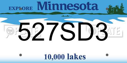 527SD3 Minnesota License Plate