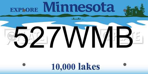 527WMB Minnesota License Plate