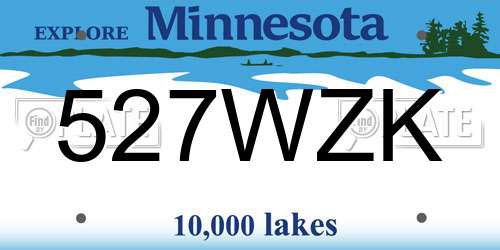 527WZK Minnesota License Plate