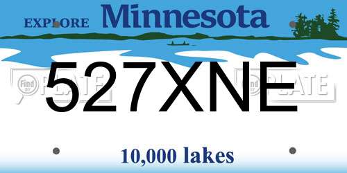 527XNE Minnesota License Plate