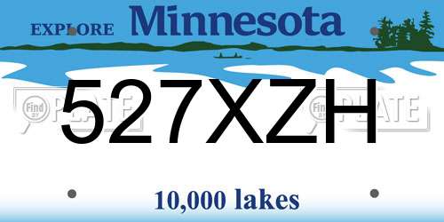 527XZH Minnesota License Plate