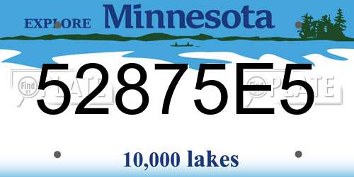 52875E5 Minnesota License Plate