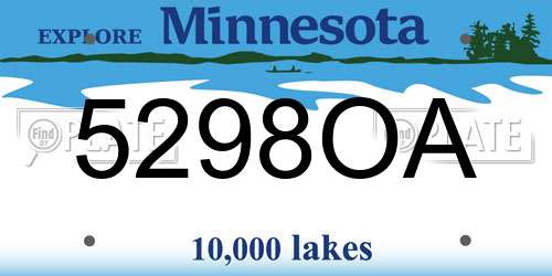 5298OA Minnesota License Plate