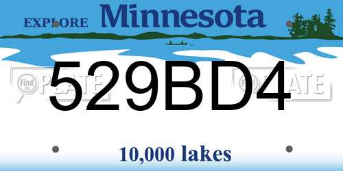529BD4 Minnesota License Plate