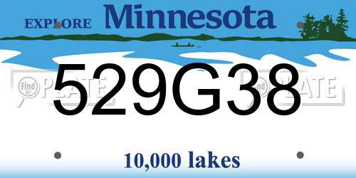 529G38 Minnesota License Plate