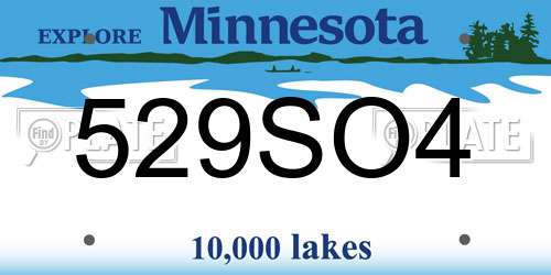 529SO4 Minnesota License Plate