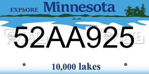 52AA925 Minnesota License Plate