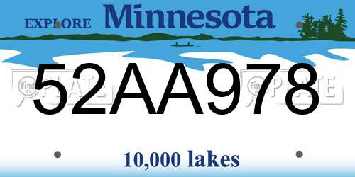 52AA978 Minnesota License Plate