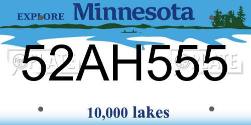 52AH555 Minnesota License Plate