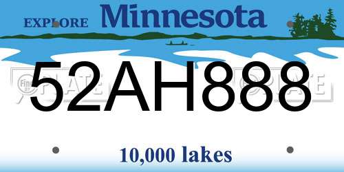 52AH888 Minnesota License Plate