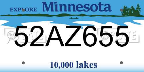 52AZ655 Minnesota License Plate