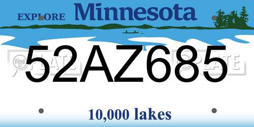 52AZ685 Minnesota License Plate