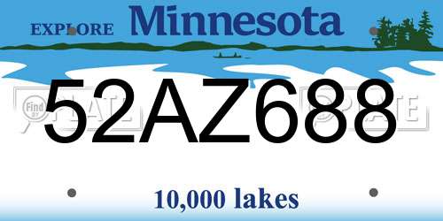 52AZ688 Minnesota License Plate
