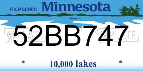 52BB747 Minnesota License Plate