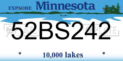 52BS242 Minnesota License Plate