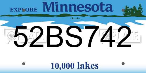 52BS742 Minnesota License Plate