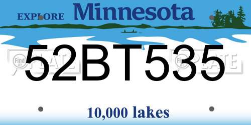 52BT535 Minnesota License Plate