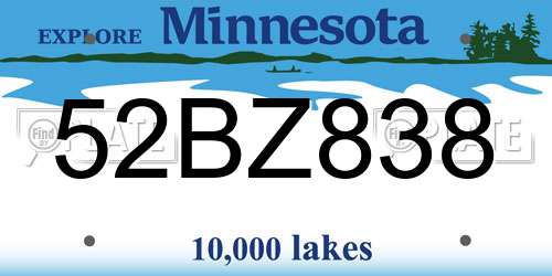 52BZ838 Minnesota License Plate
