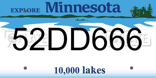 52DD666 Minnesota License Plate
