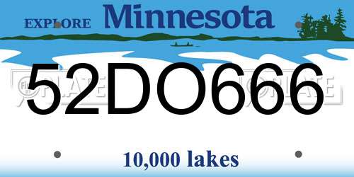 52DO666 Minnesota License Plate