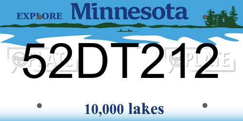 52DT212 Minnesota License Plate
