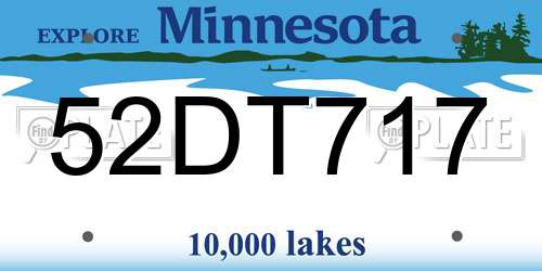 52DT717 Minnesota License Plate