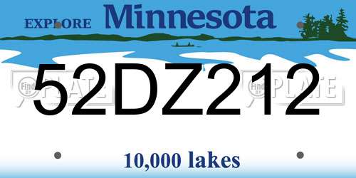 52DZ212 Minnesota License Plate