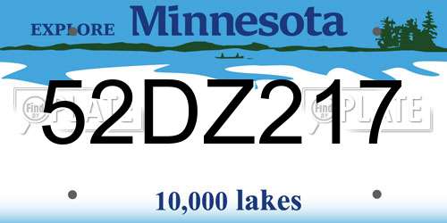 52DZ217 Minnesota License Plate