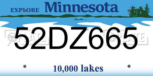 52DZ665 Minnesota License Plate