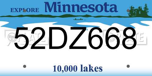 52DZ668 Minnesota License Plate