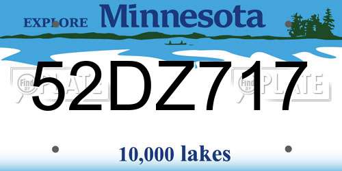52DZ717 Minnesota License Plate
