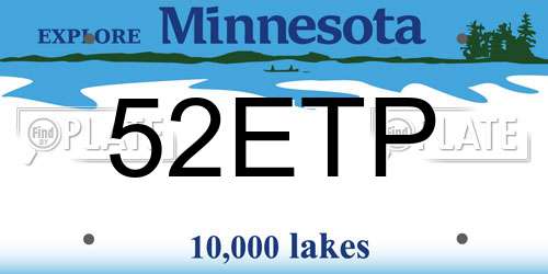 52ETP Minnesota License Plate