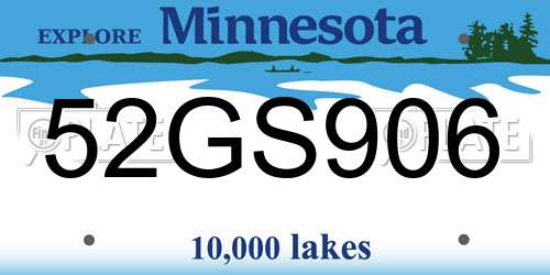 52GS906 Minnesota License Plate
