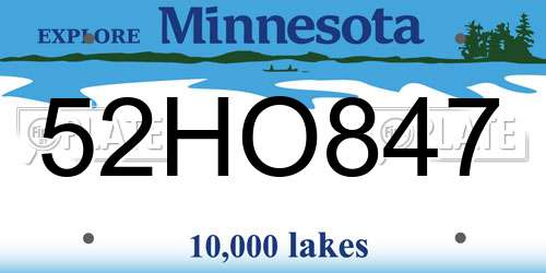 52HO847 Minnesota License Plate