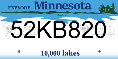52KB820 Minnesota License Plate