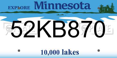 52KB870 Minnesota License Plate