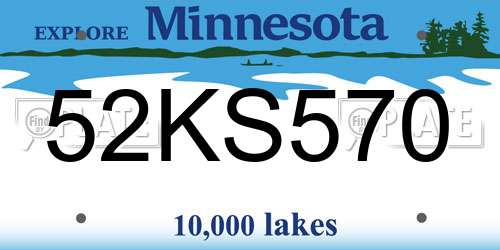 52KS570 Minnesota License Plate
