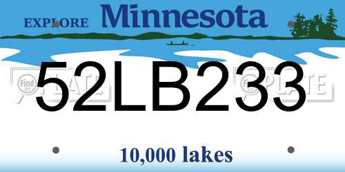 52LB233 Minnesota License Plate