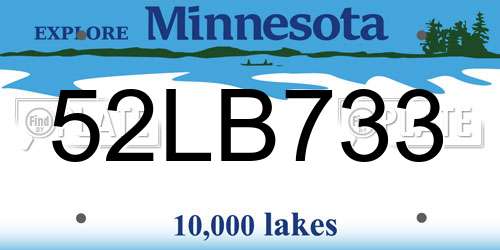 52LB733 Minnesota License Plate